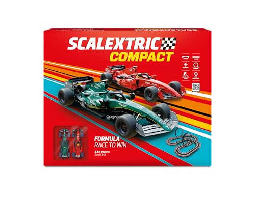 SCALEXTRIC - Circuito Compact - Pista de Carreras Completa - 2 Coches y 2 mandos 1:43 (Formula Race to Win)