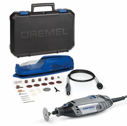 Dremel Multiherramienta 3000 130W, juego de 1 herramienta y 25 accesorios, velocidad de 10,000 a 33,000 RPM para corte, 3.2 mm, rectificado, grabado, pulido, afilado, limpieza, Negro, Azul, Plata