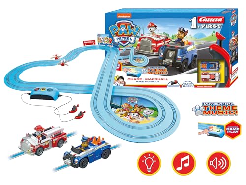 Carrera 20063032 FIRST PAW Patrol N' Rescue Slot Car Race Track Set Patrulla Canina, solo, multicolor, 3,5 meters